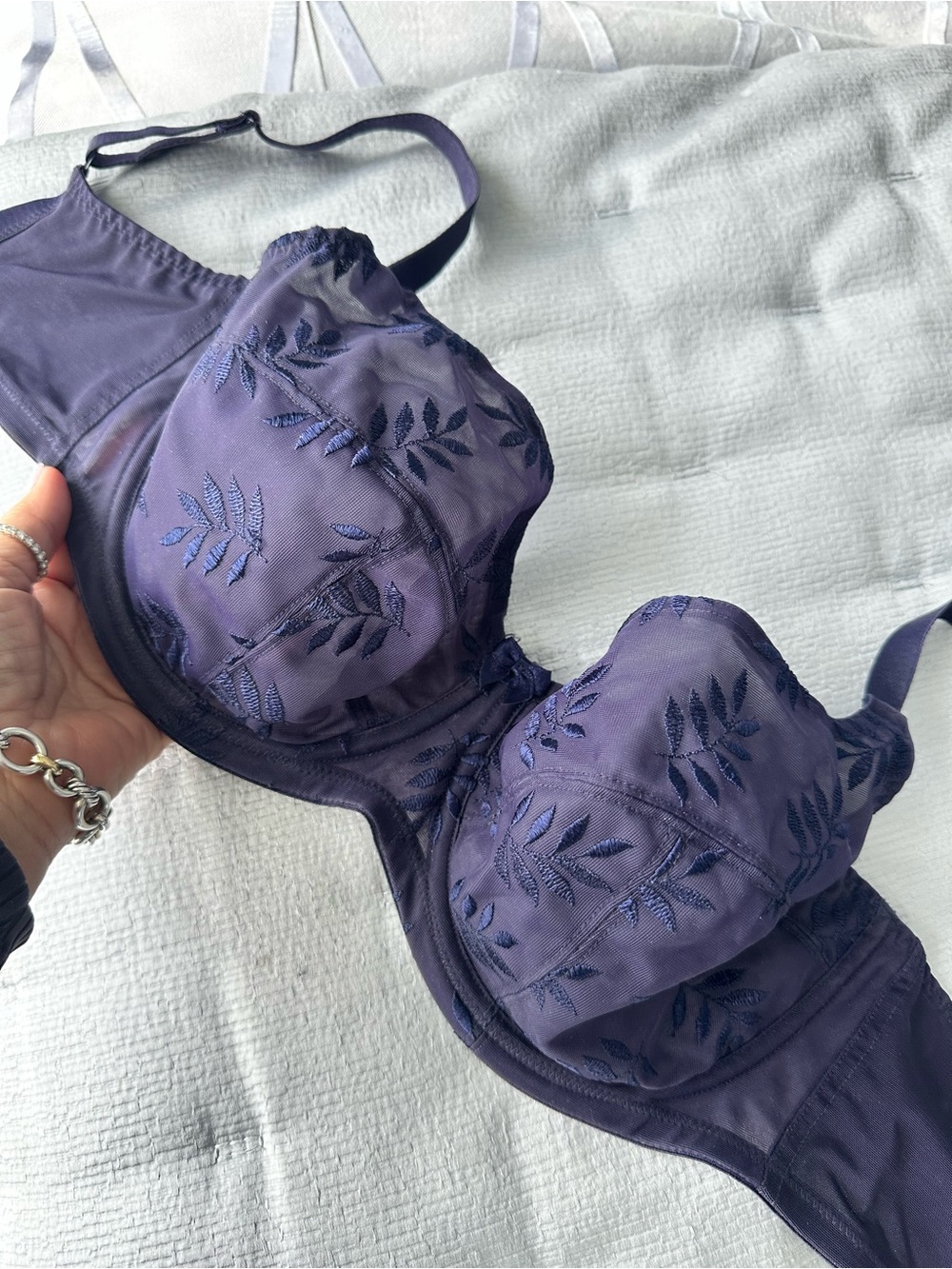 Panache Lingerie Elegant Navy/Purple Embroidered Underwire Bra